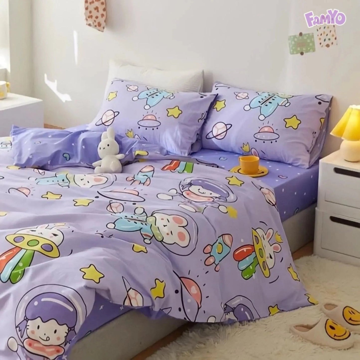 Cute, comfy and cozy with 100% microfiber King size fitted bedsheet
