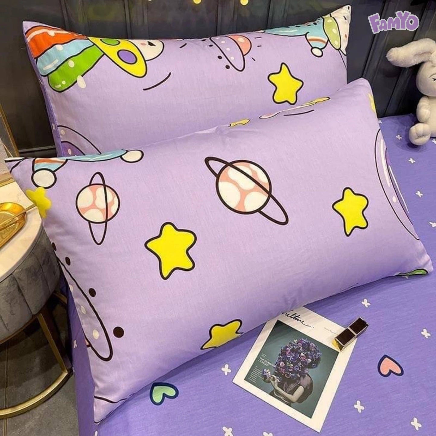 Famyo's Purple Astronaut 2x Pillow Cover