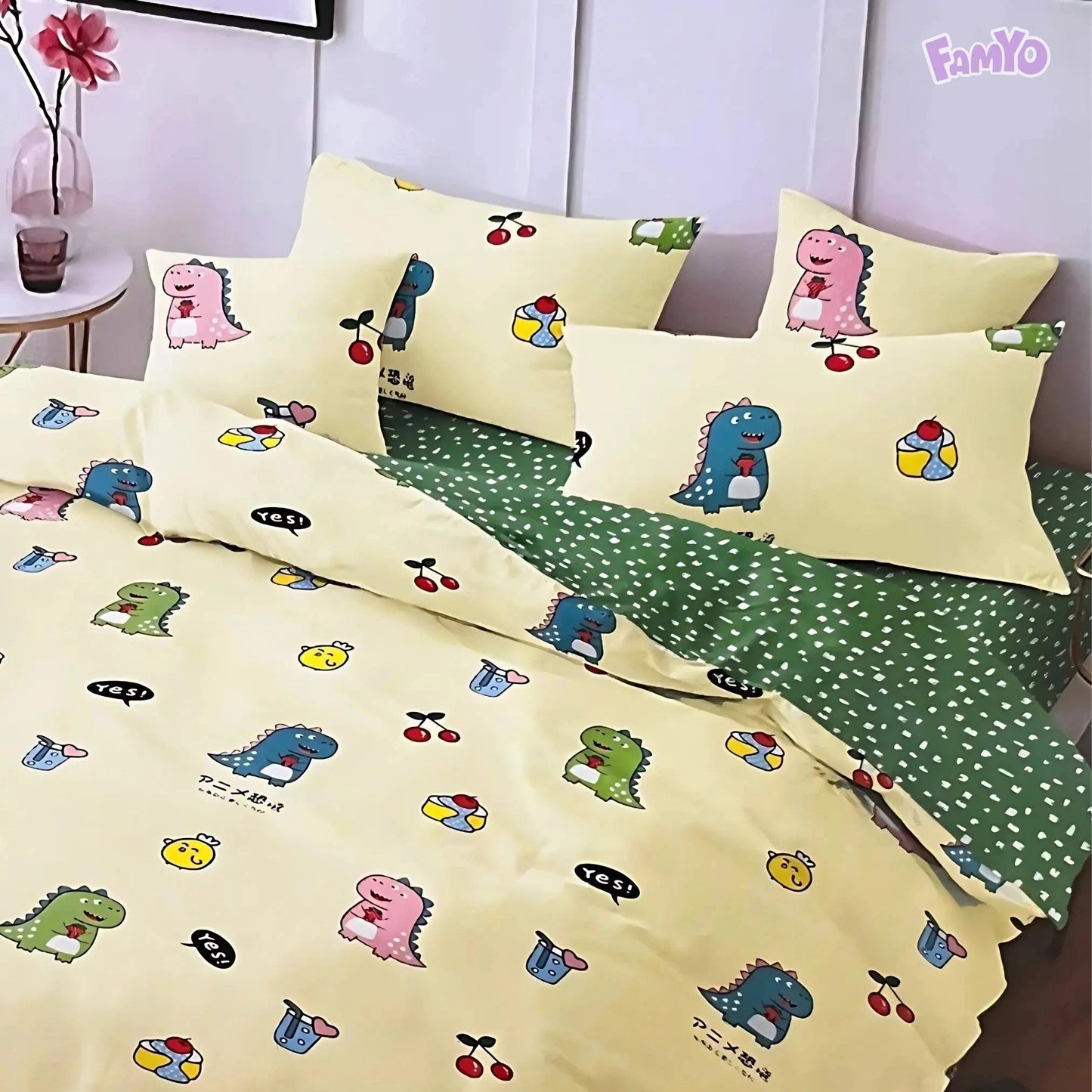 Famyo's Premium Kids' Bedding Set with comfortable Comforter and fitted bedsheet for a stylish bedroom.