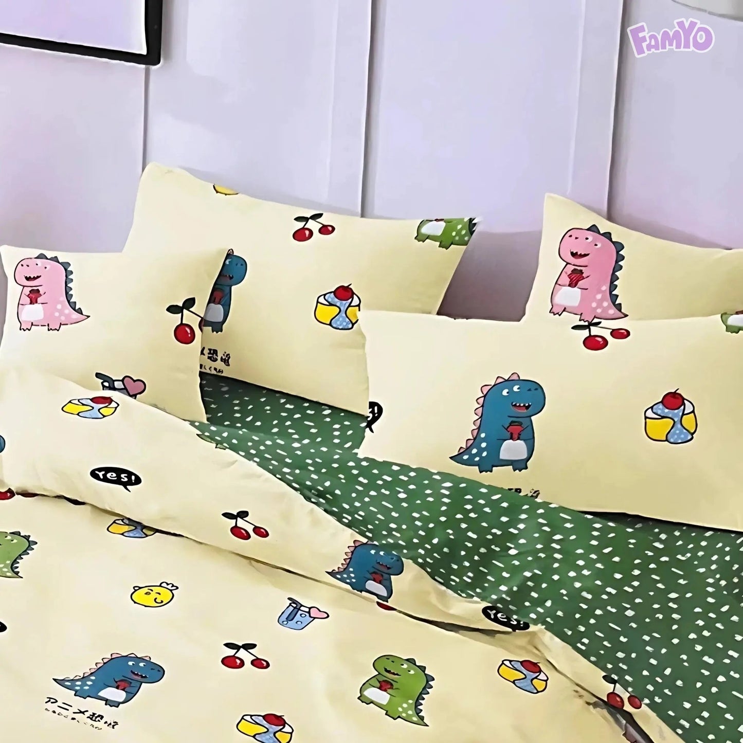 Famyo's Premium Kids' Bedding Set with comfortable Comforter and fitted bedsheet for a stylish bedroom.