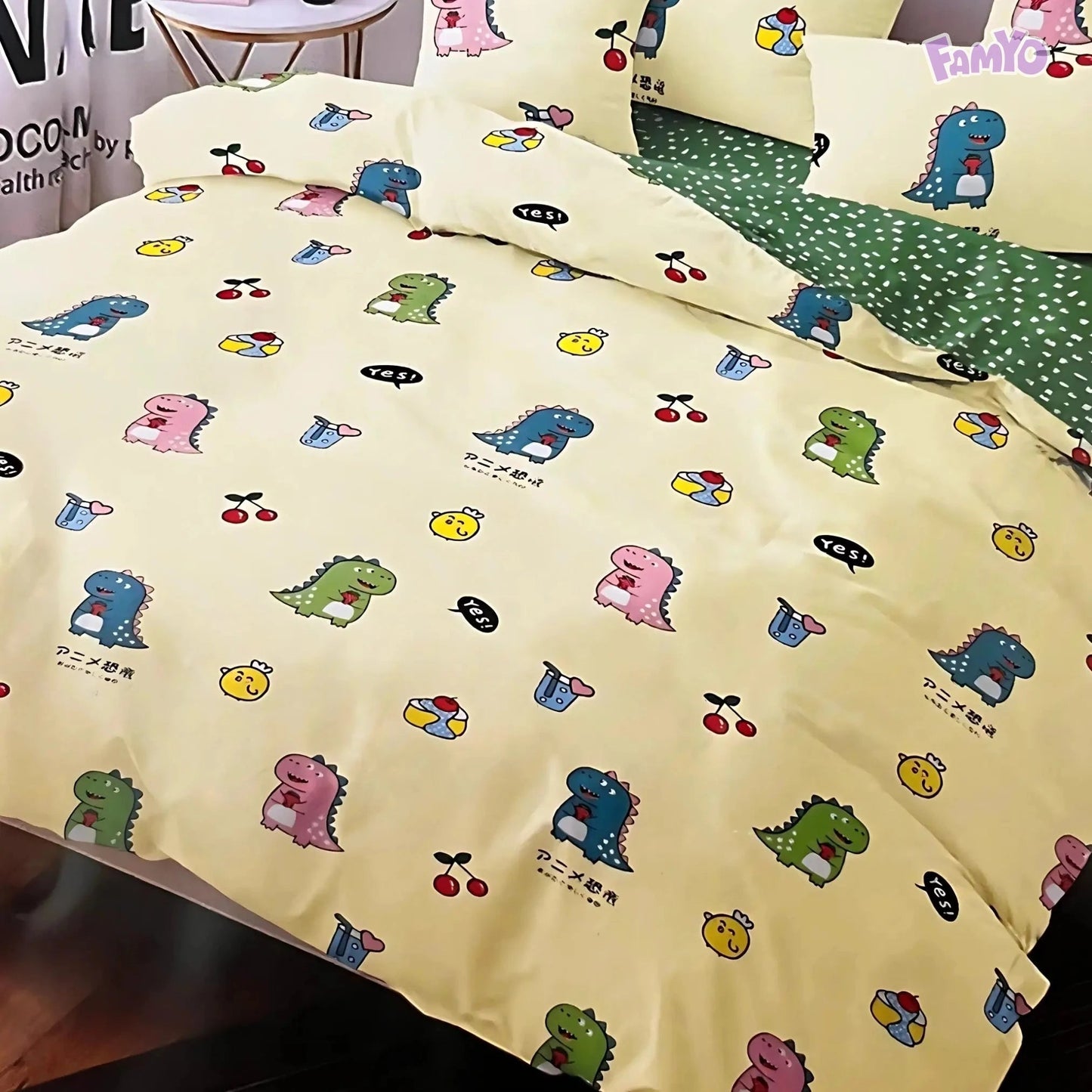 Famyo's Premium Kids' Bedding Set with comfortable Comforter and fitted bedsheet for a stylish bedroom.
