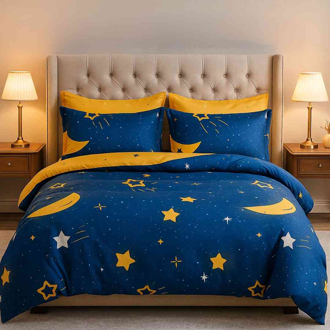 Moon & Star 250TC King Bed Sheet Set (Set of 4 or Set of 5) Famyo