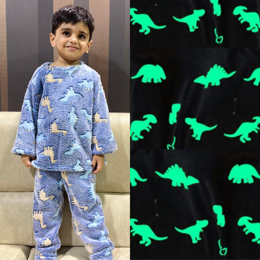 Dinosaur Glow in the Dark Night Suit for Kids | Cute and Cozy Summer Bedtime Sleepwear Pyjama Sets for Boys and Girls 5-9 years
