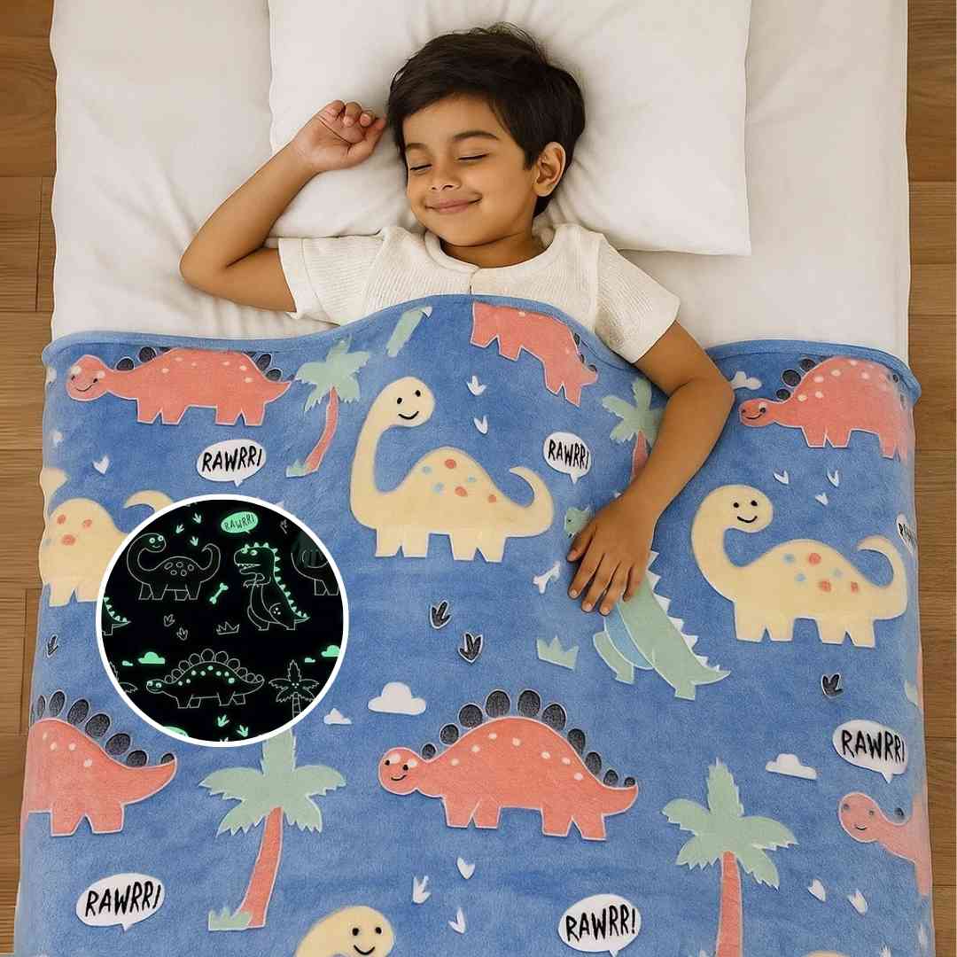 Glow-in-the-Dark Dinosaur Blanket for Kids 0-15 Years Old