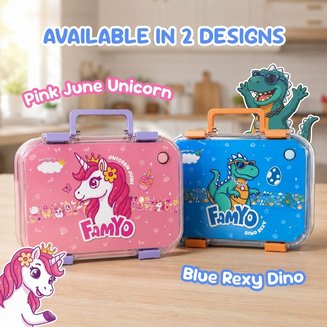 June the Unicorn Bento Lunch Box for Kids | Leakproof Kids Tiffin Box | 800 ML | BPA-Free Snack Box