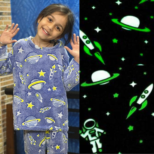 Astronaut Glow in the Dark Night Suit for Kids | Cute and Cozy Summer Bedtime Sleepwear Pyjama Sets for Boys and Girls 5-9 years