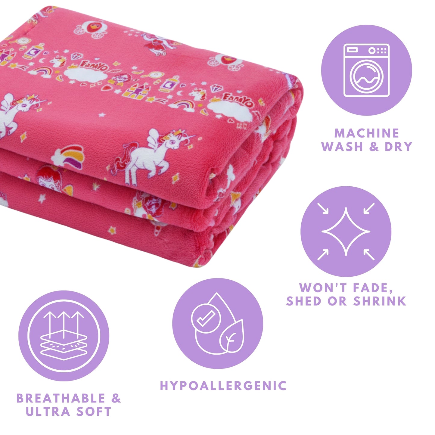 June the Unicorn Glow Blanket by Famyo – Soft Kids Blanket, Perfect Gift for Kids 0-15 years