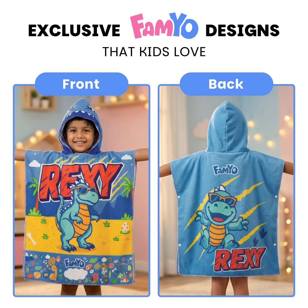 Leo the Astro Glow Maxx Blanket & Rexy the Dino Hood Maxx Poncho Towel Combo – Glow Maxx Series | Soft Flannel Queen Size Blanket & Bath Towel Set