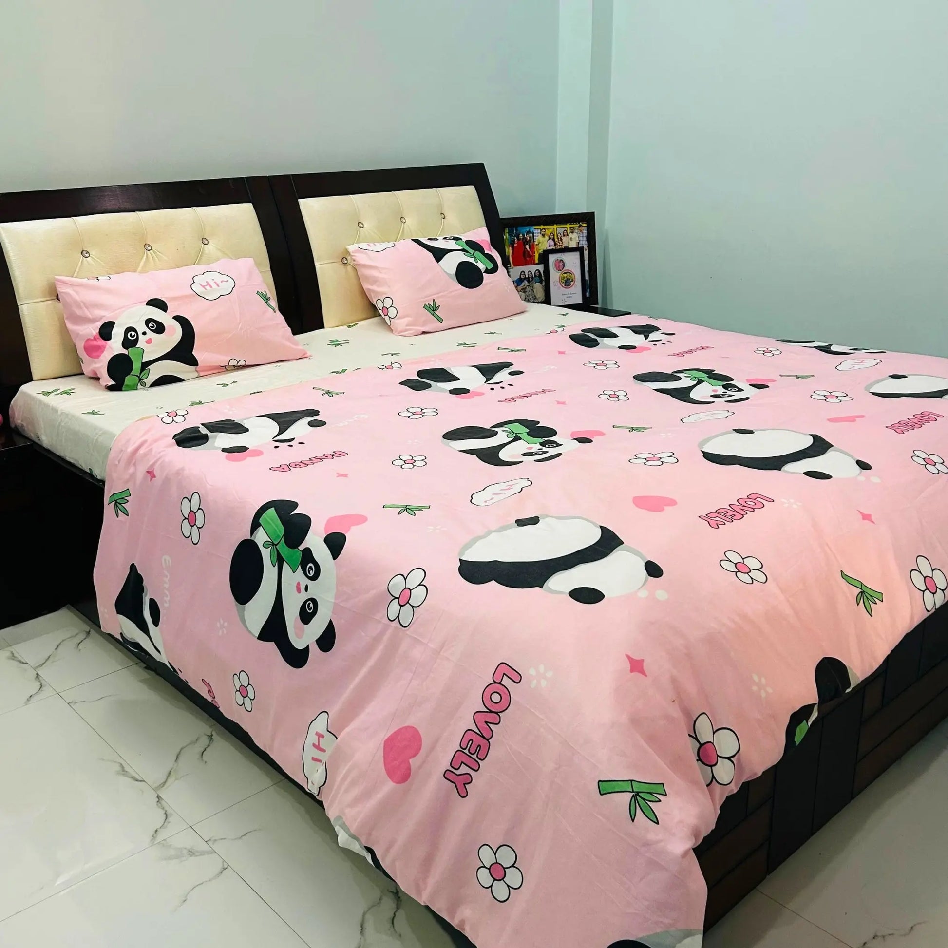 Complete Kids Bedroom makeover with Sleepy Pink Panda Themed Bedding set of 5