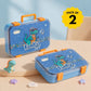 Rexy the Dino bento lunch box for kids featuring 3 stainless steel compartments, leakproof design, BPA-free outer body, child-friendly locking clips, organised meal storage, and perfect for school lunches, travel, daycare, and everyday use.