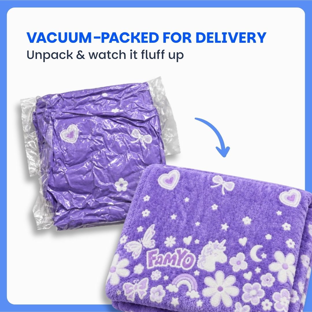 Lavender Unicorn Glow in the Dark Blanket/Quilt/AC Comforter | Soft Premium Flannel | Queen Size | All-Season Glow Blanket for Adults