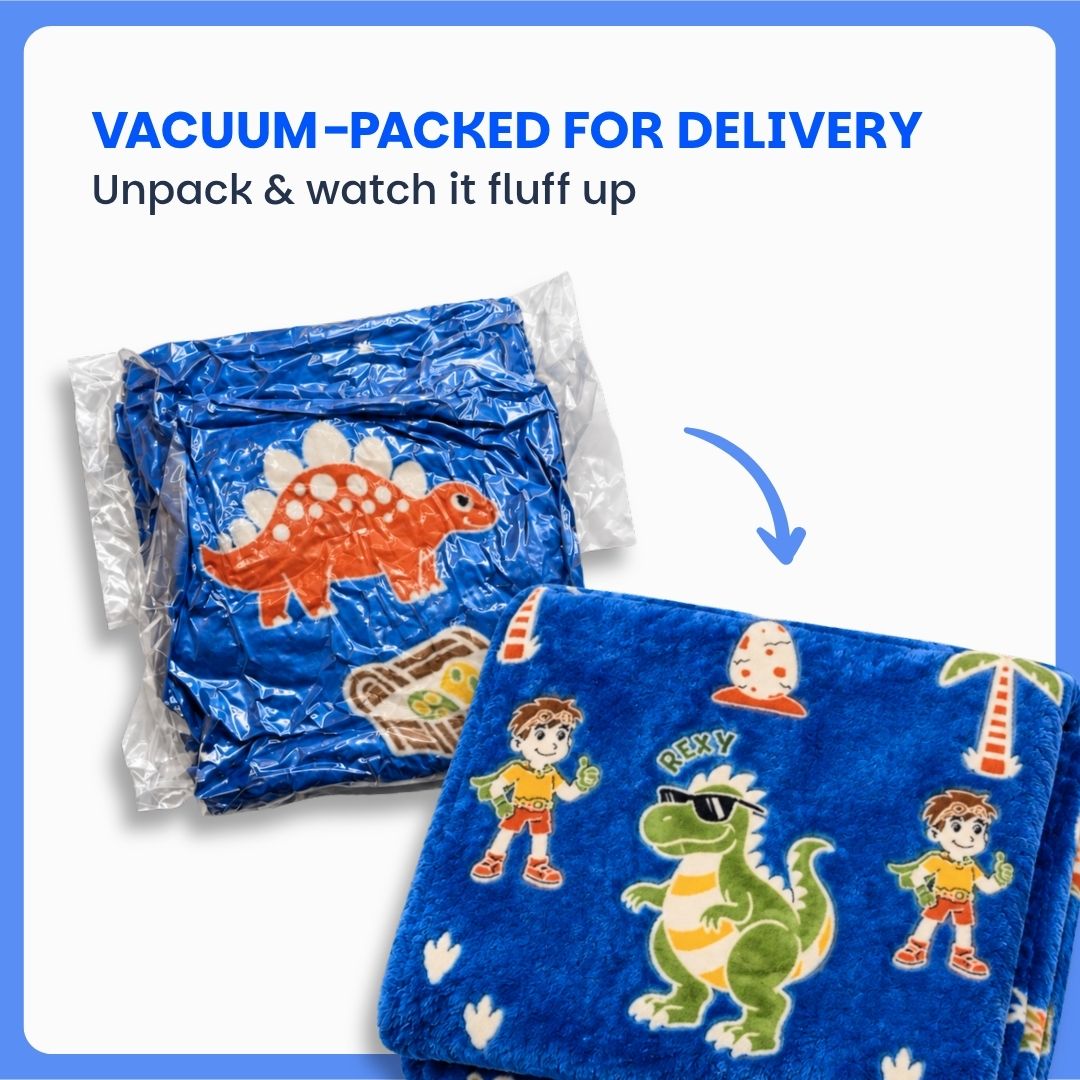 Famyo Rexy Dinosaur Glow in the dark blanket - all season blanket for kids