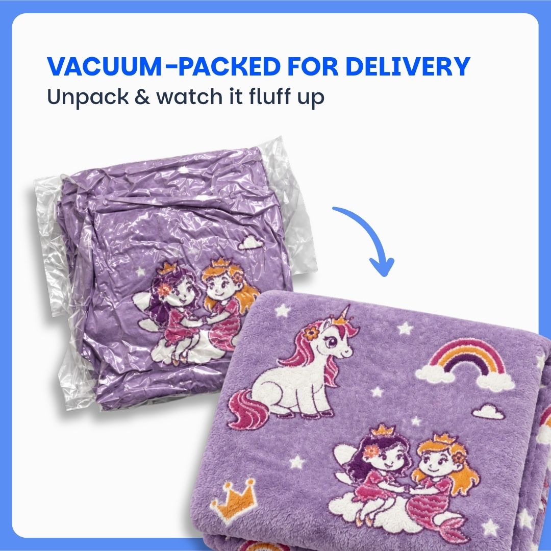 Famyo June Unicorn - Mira Mermaid Glow in the dark blanket - all season blanket for kids - queen size