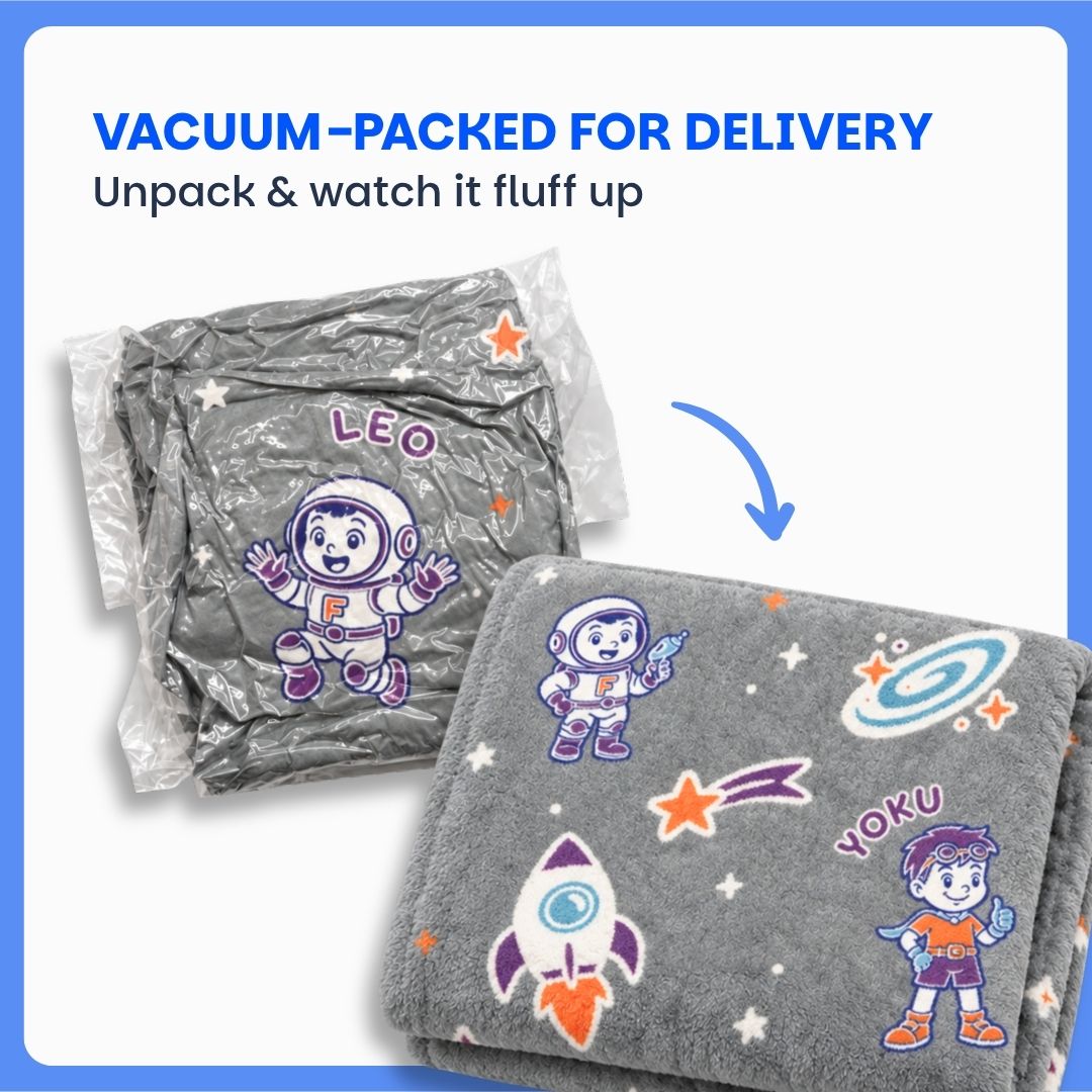 Leo the Astronaut Glow Blanket/Quilt/AC Comforter– Glow Maxx Series | Soft Flannel for All-Season | Perfect Gift for Kids