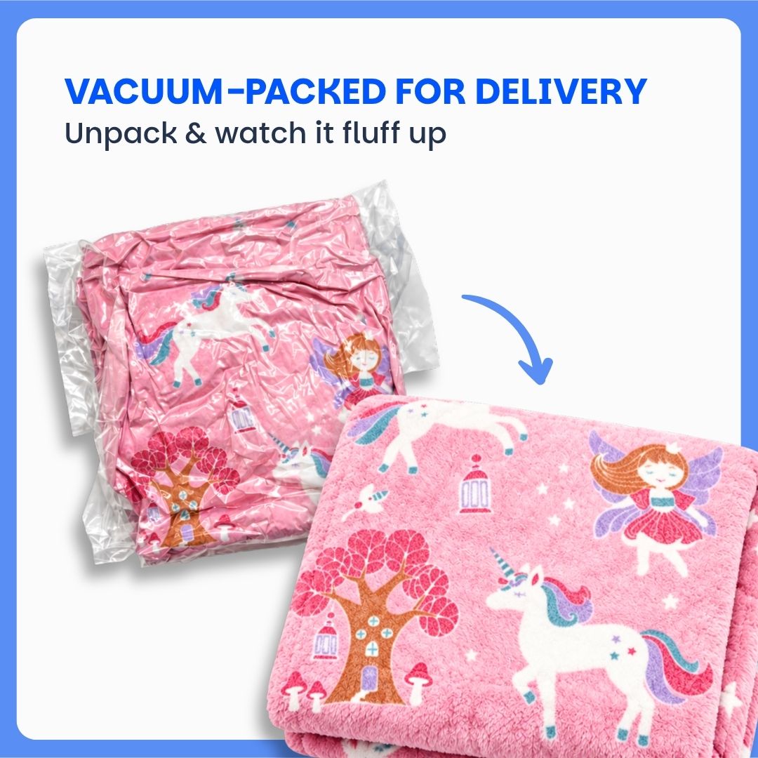 Pink Unicorn Glow Blanket/Quilt/AC Comforter | Soft Flannel for All-Season | Perfect Gift for Kids