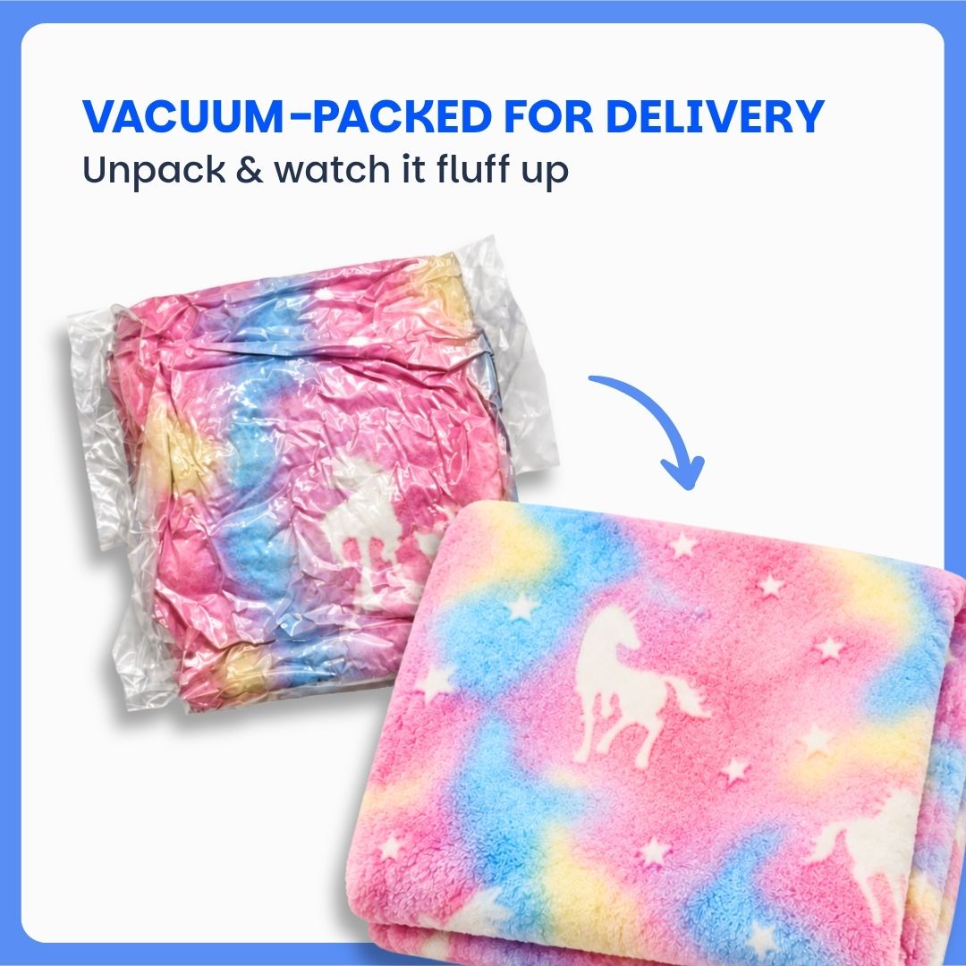 Pink Unicorn Glow Blanket/Quilt/AC Comforter | Soft Flannel for All-Season | Perfect Gift for Kids’ Room