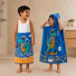 Rexy the Dino hooded poncho towel and kids towel combo featuring soft quick-dry terry fabric, lightweight absorbent design, wearable hooded towel and 70 × 140 cm kids towel, perfect for bath, beach, pool, swimming, travel, and everyday use.