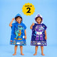 Rexy the Dino & Dark Blue Leo the Astro | Set of 2 | Hooded Poncho Towels for Kids | Quick-Dry Microfiber Bath Towels | 2-7 Years
