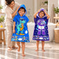 Rexy the Dino & Dark Blue Leo the Astro | Set of 2 | Hooded Poncho Towels for Kids | Quick-Dry Microfiber Bath Towels | 2-7 Years
