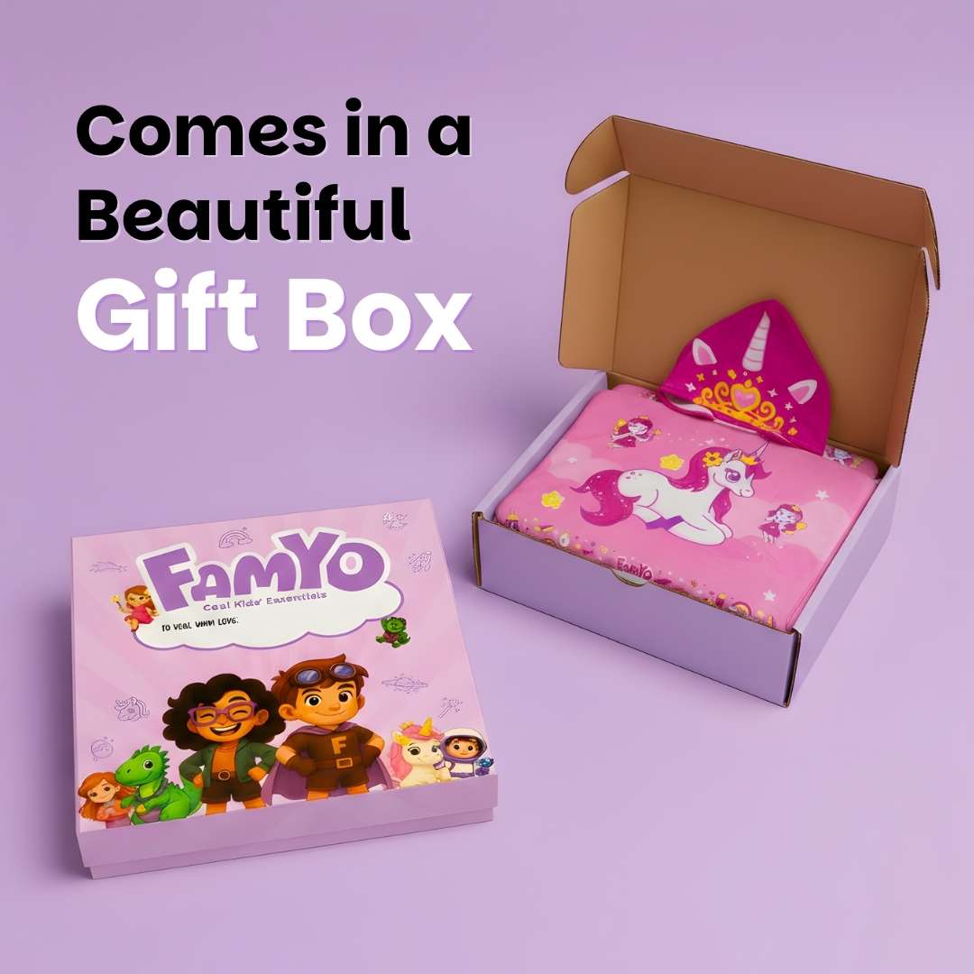 June the Unicorn Kids Towel from Famyo Hood Maxx Series – Ultra-Soft Kids Hooded Towel for Ages 0–7 | Perfect Gift for Kids