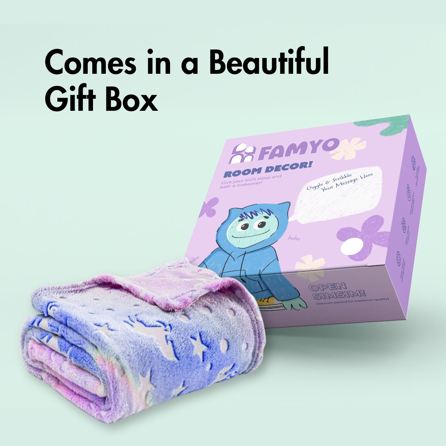 Famyo's Glow in the Dark Blanket in a beautiful Gift Box