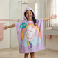 Purple Cat Unicorn Hooded Poncho Towel for Kids | Quick-Dry, Highly Absorbent Microfiber Bath Towel