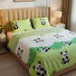 Green Panda King Size AC Comforter Set | 4 & 5 Piece Options | 250 TC Cotton Fitted Bedsheet | 150 GSM Lightweight All-Season Bedding Set with Pillow Covers