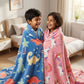 Blue Dino & Pink Unicorn Glow Blanket Set of 2 | Soft Flannel AC Blankets for All-Season | Perfect Gift for Kids