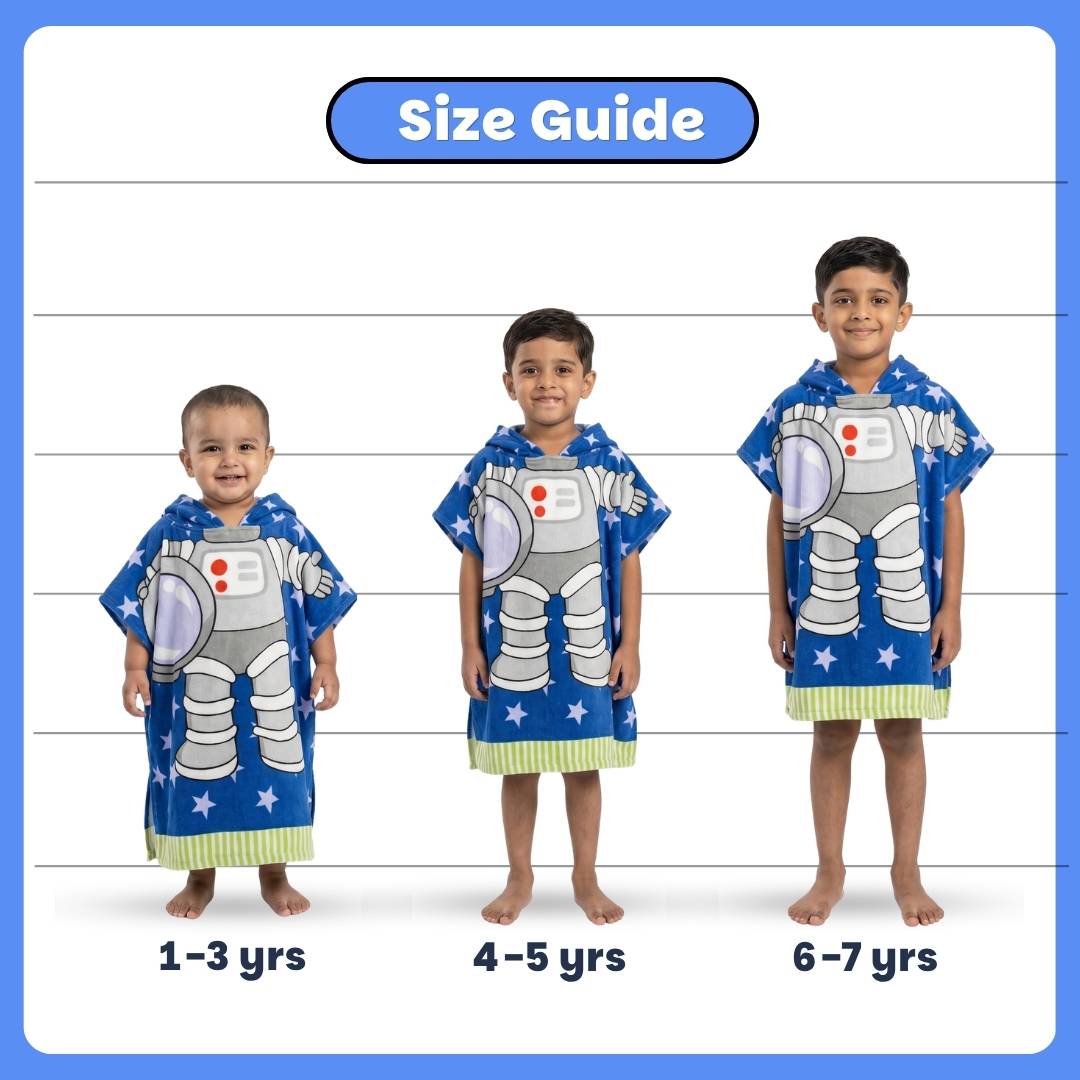Leo the Astro Glow Blanket, Astronaut Poncho Towel & Blue Space Hard Shell Pencil Pouch Combo for Kids | Gift Set