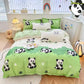5pc Kids Bed Set – King Size Fitted Bedsheet , Comforter Cover, 2 Pillow Covers & Comforter | Green Panda Theme Famyo Shop WH