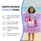 Purple June Unicorn hooded poncho towel for kids featuring ultra-soft quick-dry microfiber fabric, lightweight wearable design, attached hood, knee-length coverage, and ideal for bath, beach, pool, swimming, travel, and everyday use.