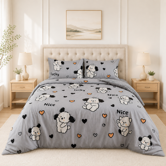 Cute Puppy 250TC King Bed Sheet Set (Set of 4 or Set of 5)