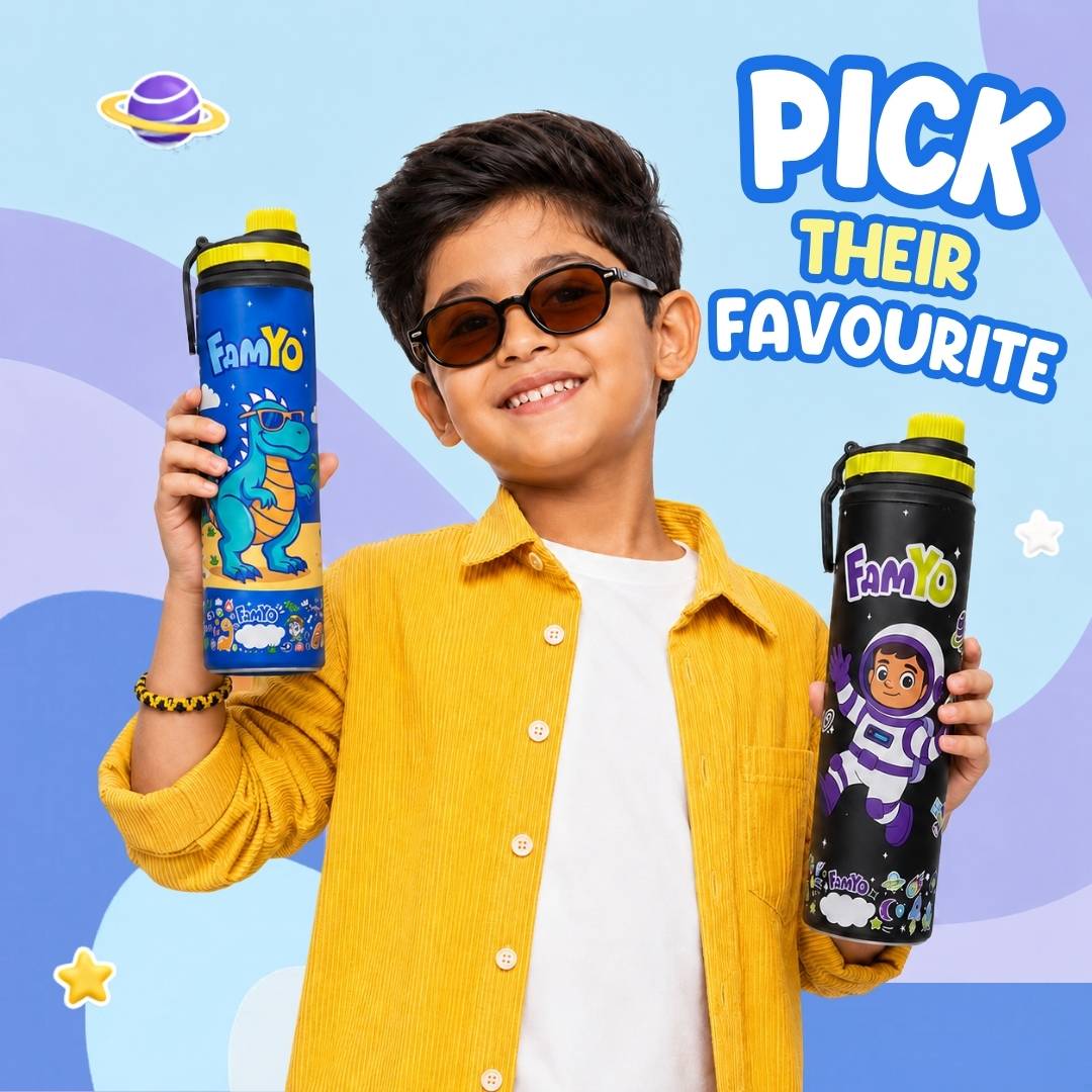 Famyo Leo the Astronaut 900 ml for kids - school essentials - available in 3 design - pick a favorite