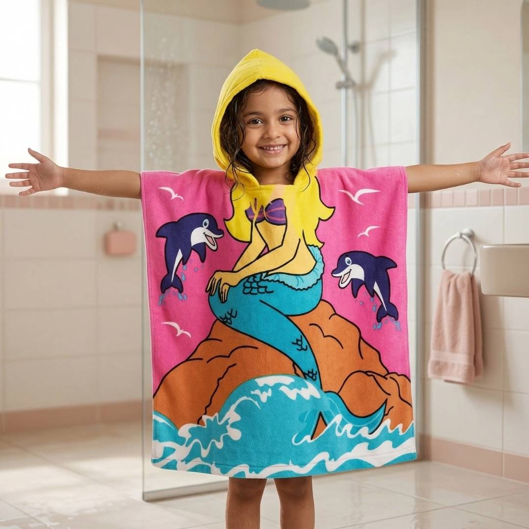 Mira Mermaid Glow Blanket & Pink Mermaid Hooded Towel Combo for Kids | Bath & Bedtime Essentials | Gift Set for Kids