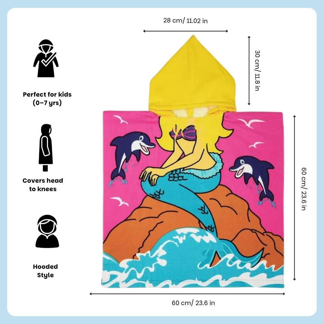 Mira Mermaid Glow Blanket & Pink Mermaid Hooded Towel Combo for Kids | Bath & Bedtime Essentials | Gift Set for Kids
