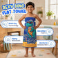 Famyo Rexy the Dinosaur Flat Towel for Kids made with premium microfiber fabric featuring quick dry technology, lightweight and travel friendly design, fade resistant print, soft and highly absorbent for bath, beach, swimming and everyday use.