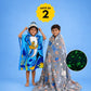 Rocket & Spaceship Glow Blanket & Pirate Baby Shark Poncho Towel Set for Kids | Birthday Gift & Return Gift