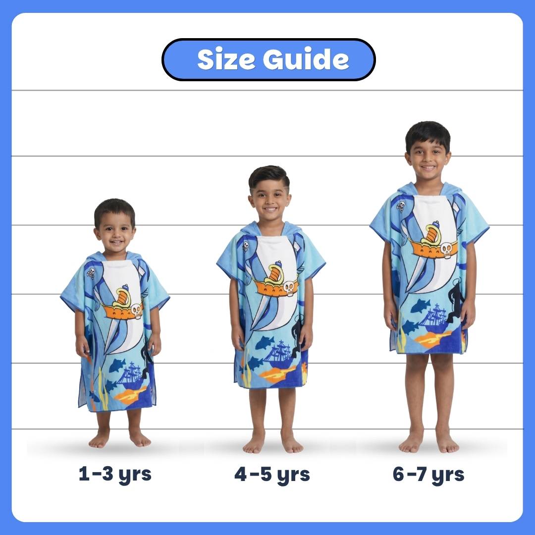 Rocket & Spaceship Glow Blanket & Pirate Baby Shark Poncho Towel Set for Kids | Birthday Gift & Return Gift