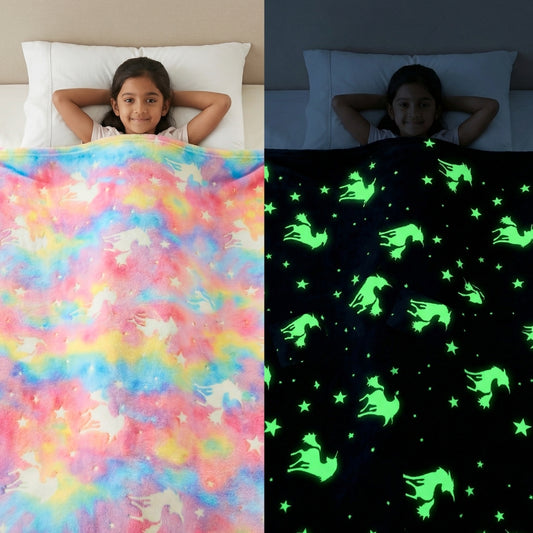 Pink Unicorn Glow AC Blanket | Soft Flannel AC Blanket for All-Season | Perfect Gift for Kids’ Room