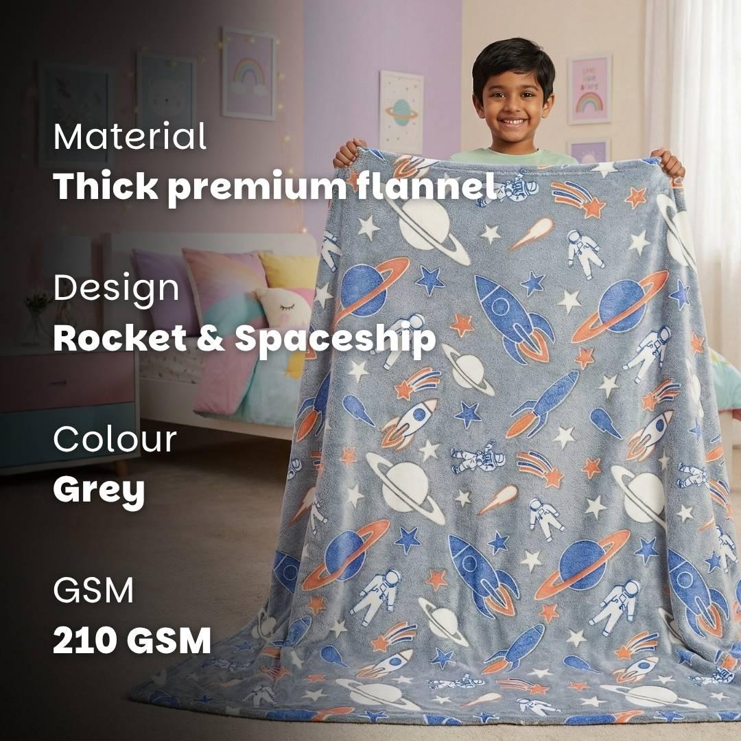 Rocket & Spaceship Glow Blanket & Pirate Baby Shark Poncho Towel Set for Kids | Birthday Gift & Return Gift