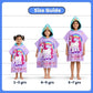 Purple June Unicorn hooded poncho towel for kids featuring ultra-soft quick-dry microfiber fabric, lightweight wearable design, attached hood, knee-length coverage, and ideal for bath, beach, pool, swimming, travel, and everyday use.