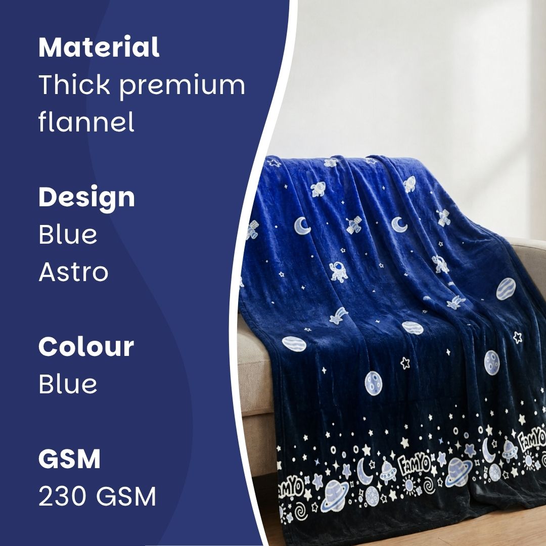 Leo the Astronaut Glow Quilt/Blanket/AC Comforter, Poncho Towel & Bath Towel Combo for Kids | Glow Blanket & Quick-Dry Towels | Gift Set for Kids