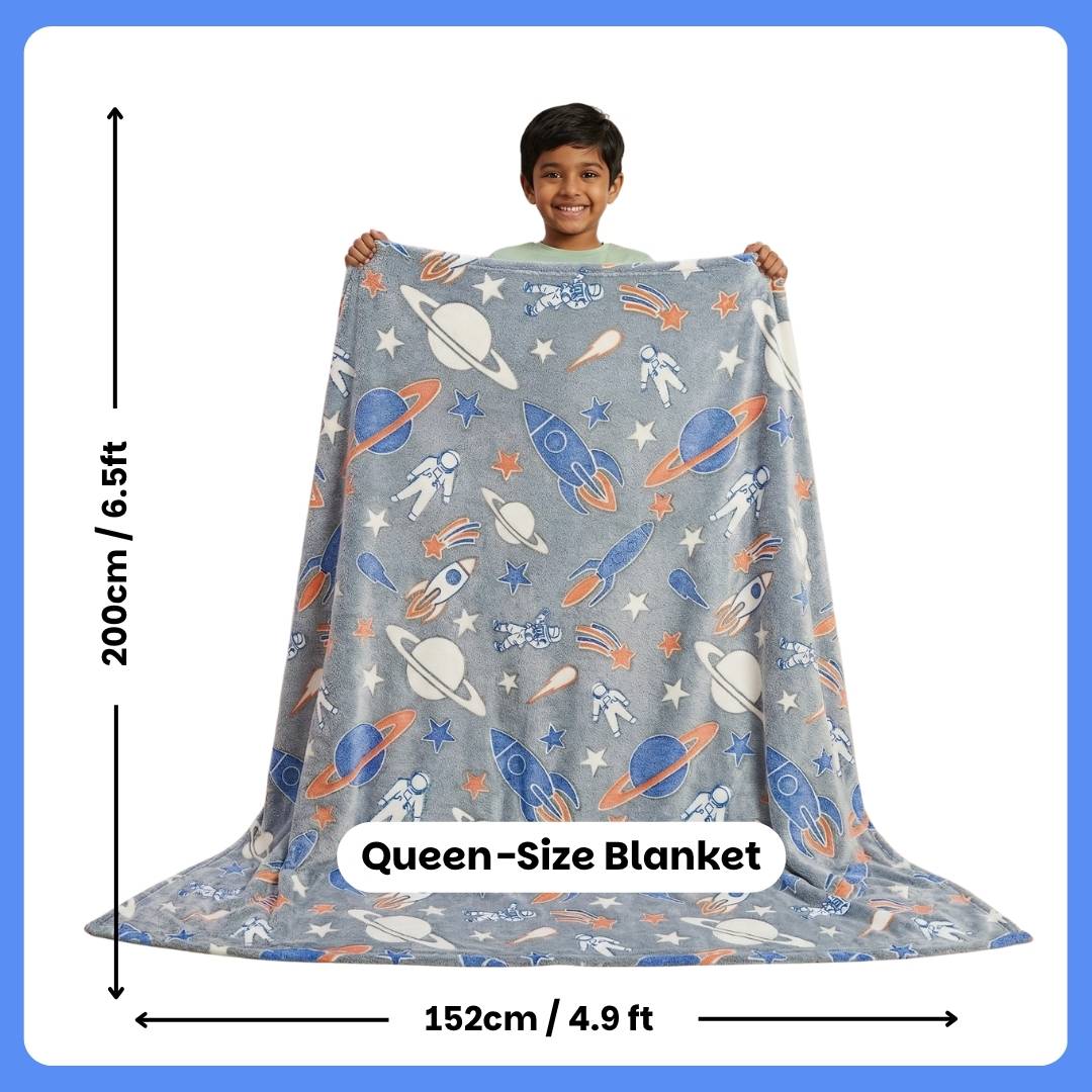 Rocket & Spaceship Glow Blanket & Pirate Baby Shark Poncho Towel Set for Kids | Birthday Gift & Return Gift