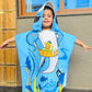 Pirate Baby Shark Poncho Bath Towel for Kids, 1-7 years | Quick-Drying Microfiber Kids Towel