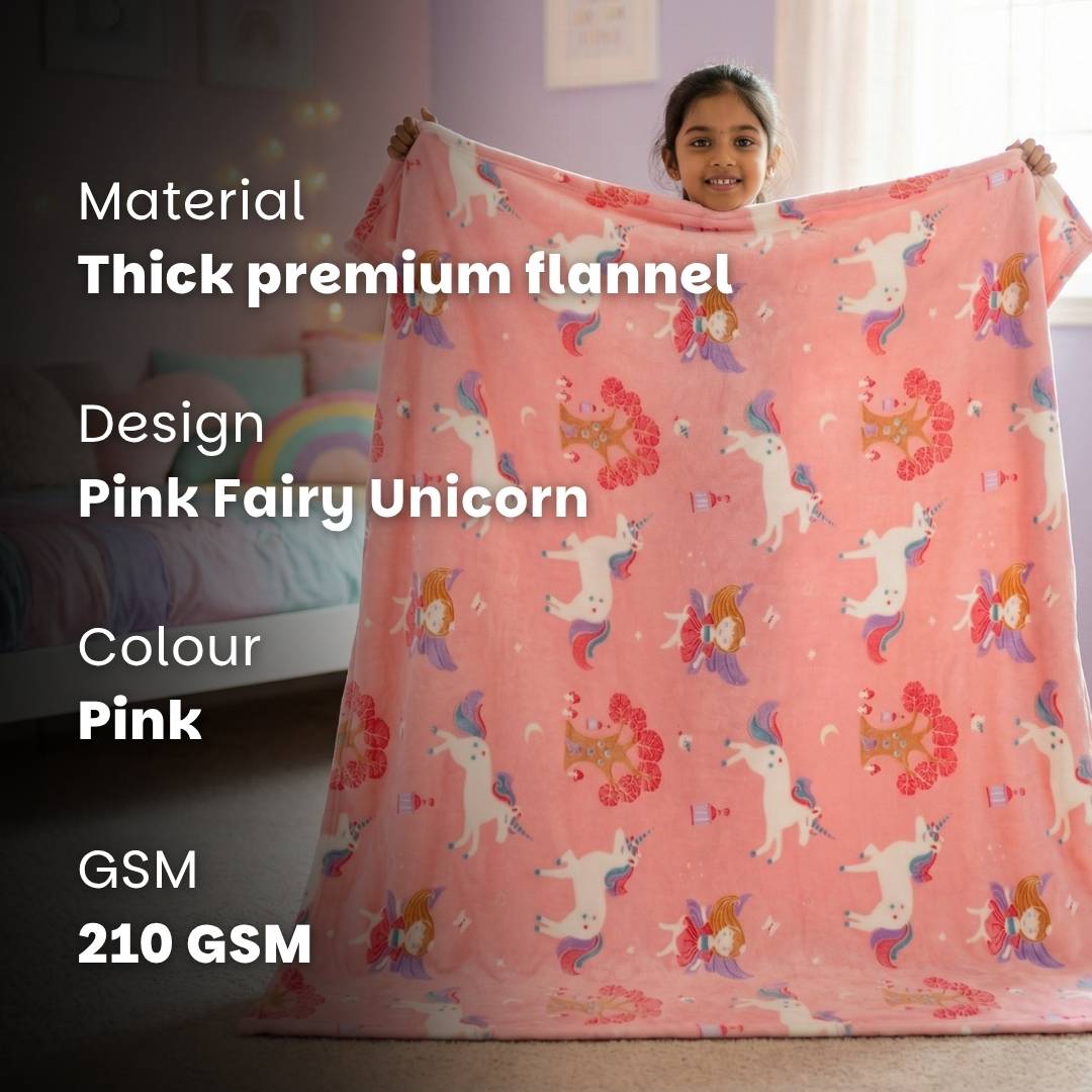 Famyo Fairy Unicorn Glow Blanket & June Unicorn Pencil Pouch Combo for Kids | Glow in the Dark Blanket + Hard Shell Pencil Case | Gift Set for Kids