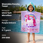 Purple June Unicorn hooded poncho towel for kids featuring ultra-soft quick-dry microfiber fabric, lightweight wearable design, attached hood, knee-length coverage, and ideal for bath, beach, pool, swimming, travel, and everyday use.