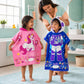 June the Unicorn & Dark Blue Leo Hooded Poncho Towel Combo for Kids | Pack of 2 Quick-Dry Microfiber Towels