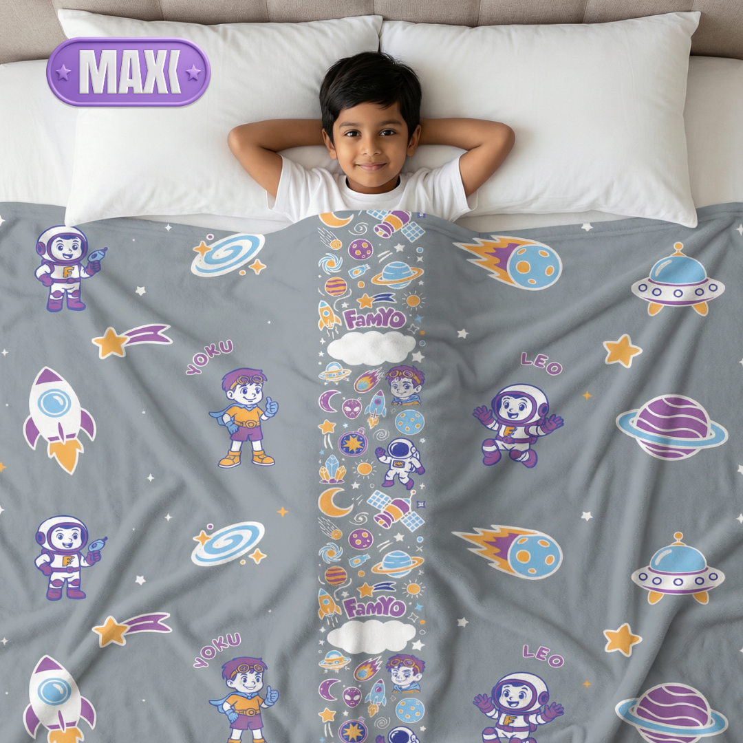 Leo the astronaut glow in the dark blanket for kids - famyo