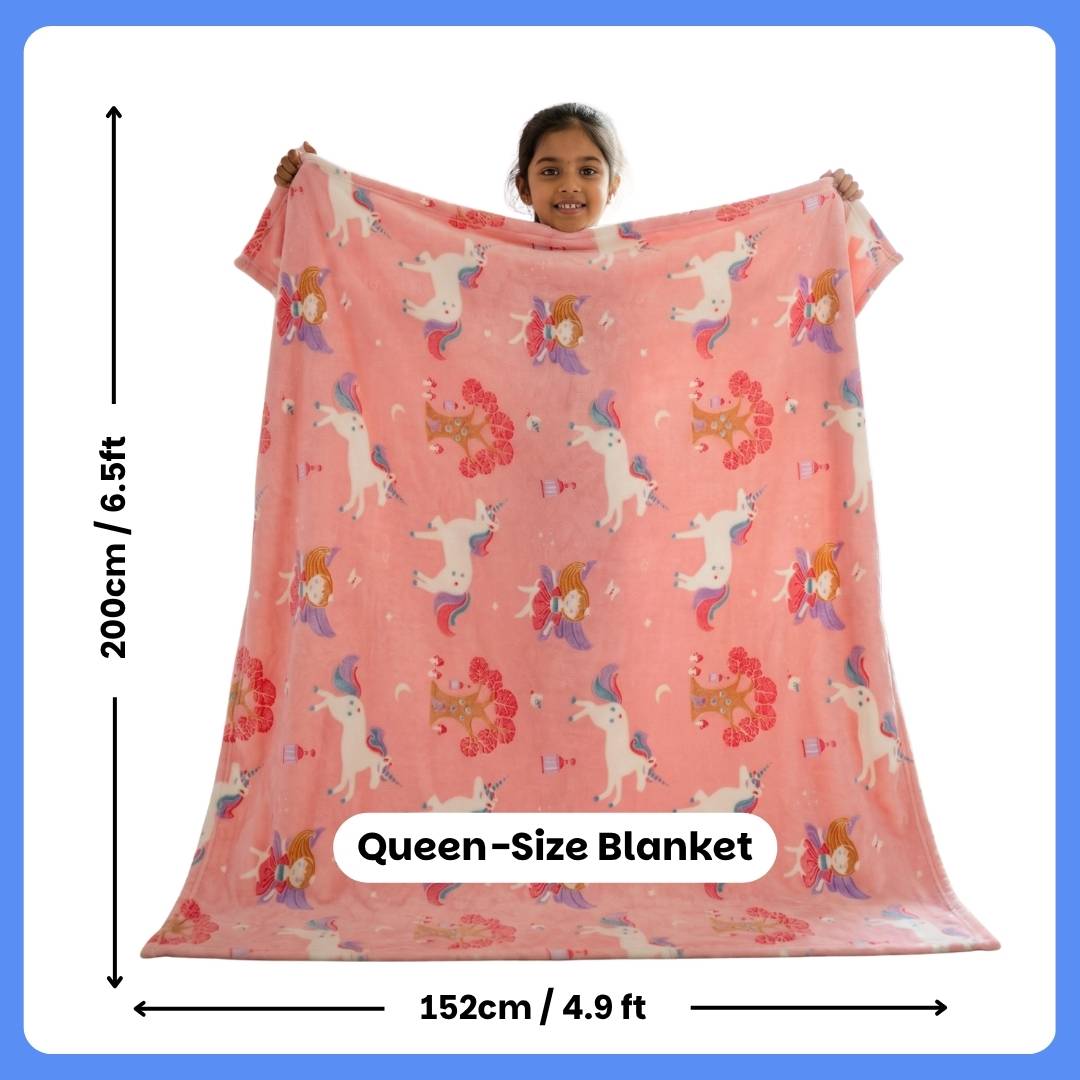 Famyo Fairy Unicorn Glow Blanket & June Unicorn Pencil Pouch Combo for Kids | Glow in the Dark Blanket + Hard Shell Pencil Case | Gift Set for Kids