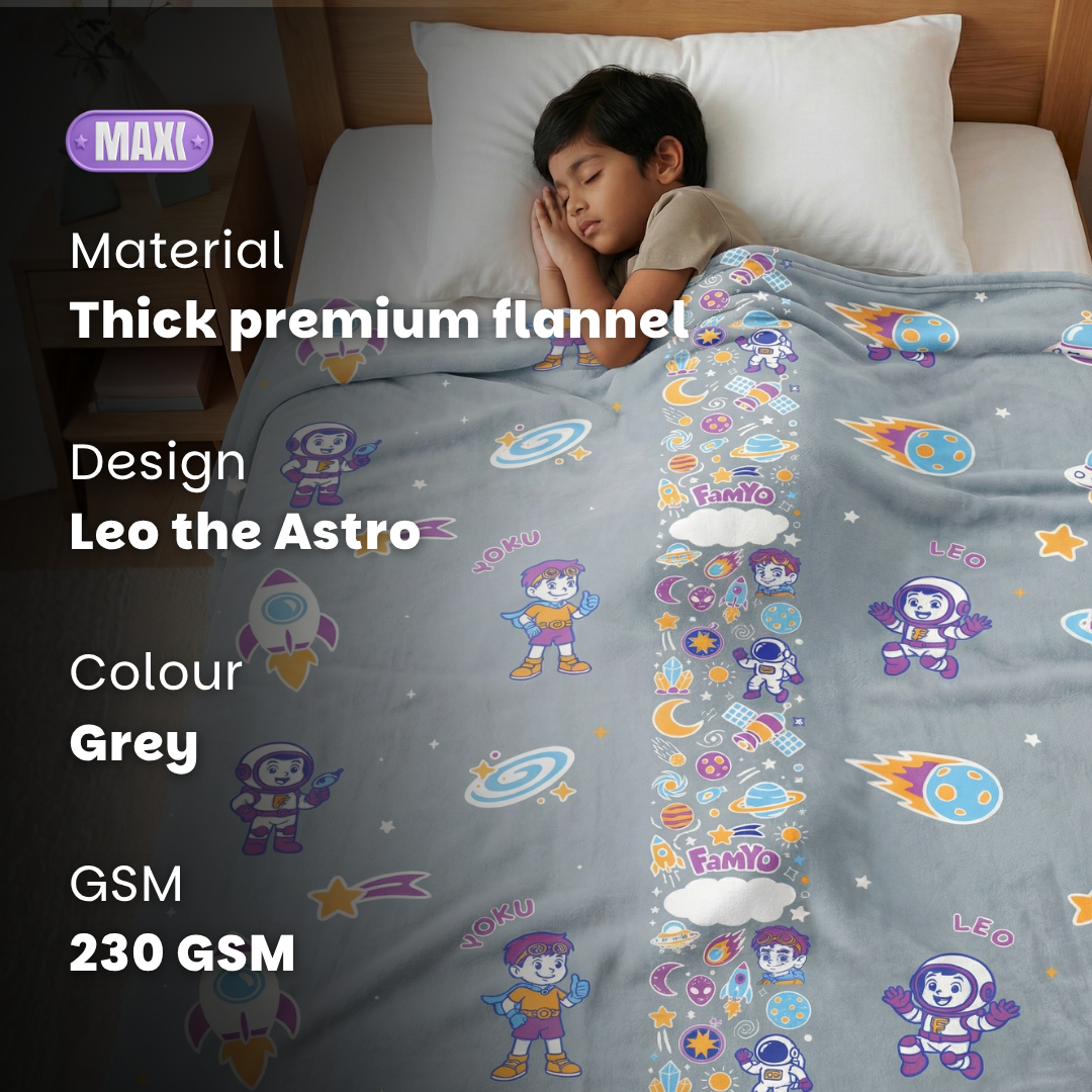 Famyo glow in the dark blanket - thick premium flannel, 230 gsm